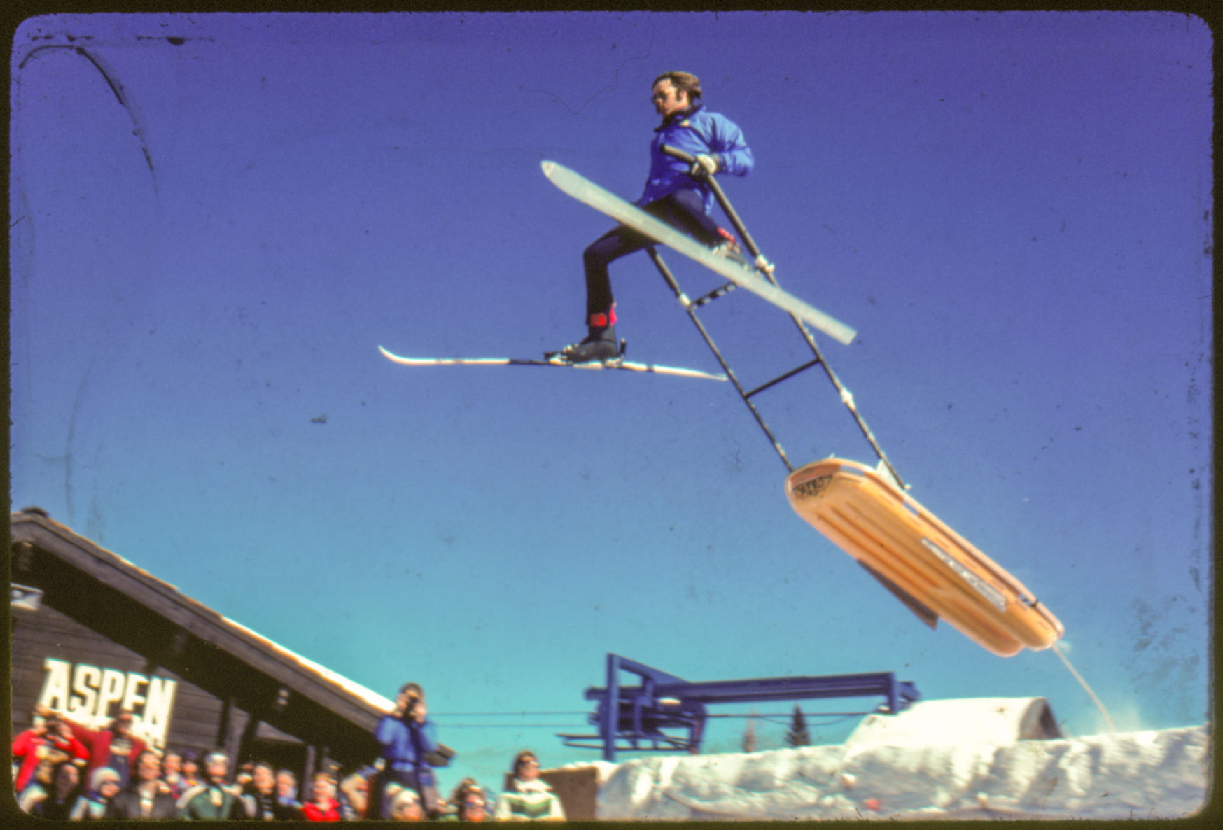 Aspen Highlands 70s ski patrol deck jump
